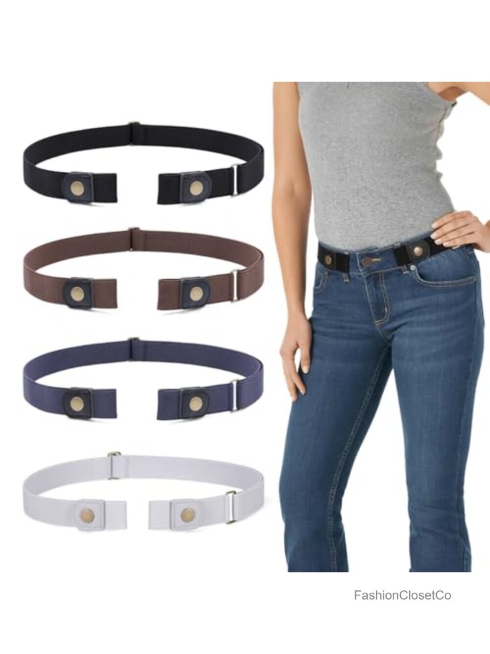 No Buckle Stretch Belt Elastic Adjustable Waist Belt for Women & Men